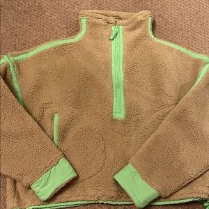 Women’s Tan and Green Fleece Jacket